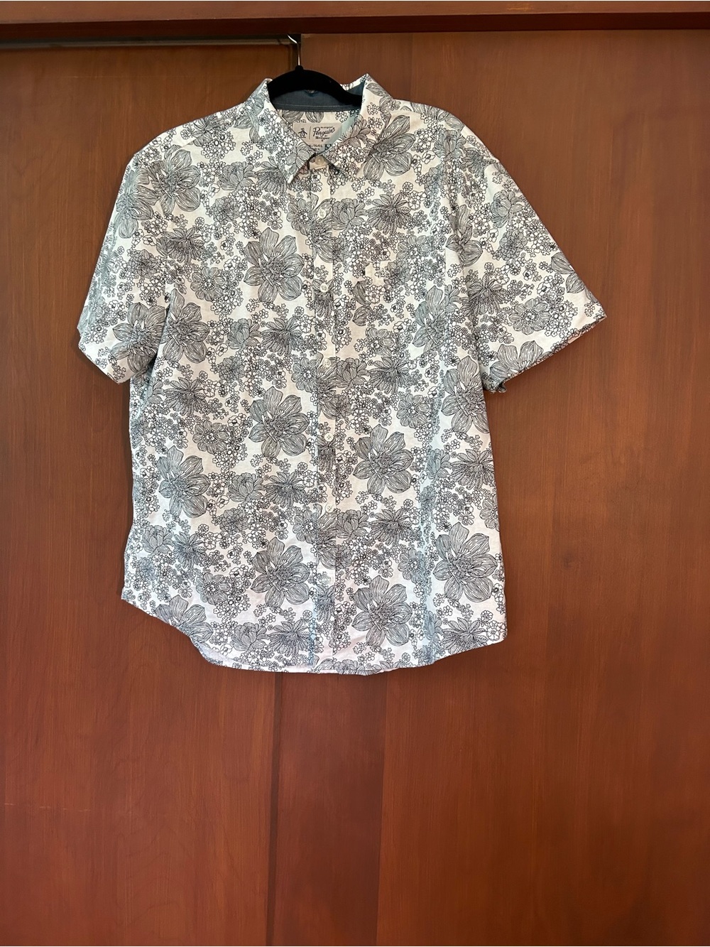 Mens Original Penguin Floral Button Down Top